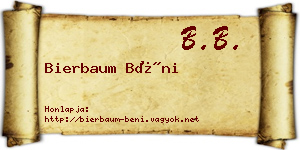 Bierbaum Béni névjegykártya
